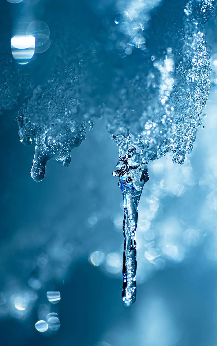 凍結した水滴のクローズアップ