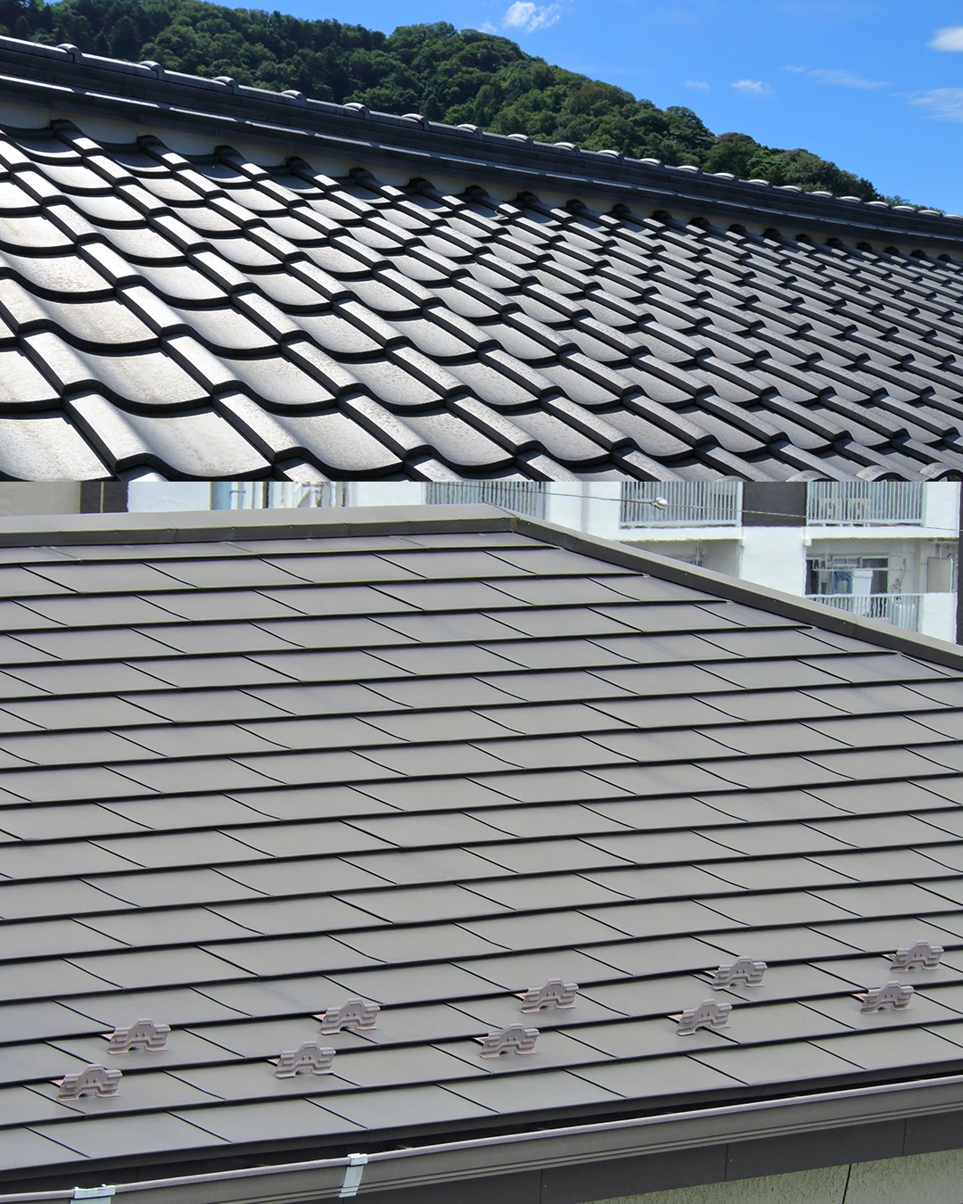 日本の伝統的な屋根と現代建築