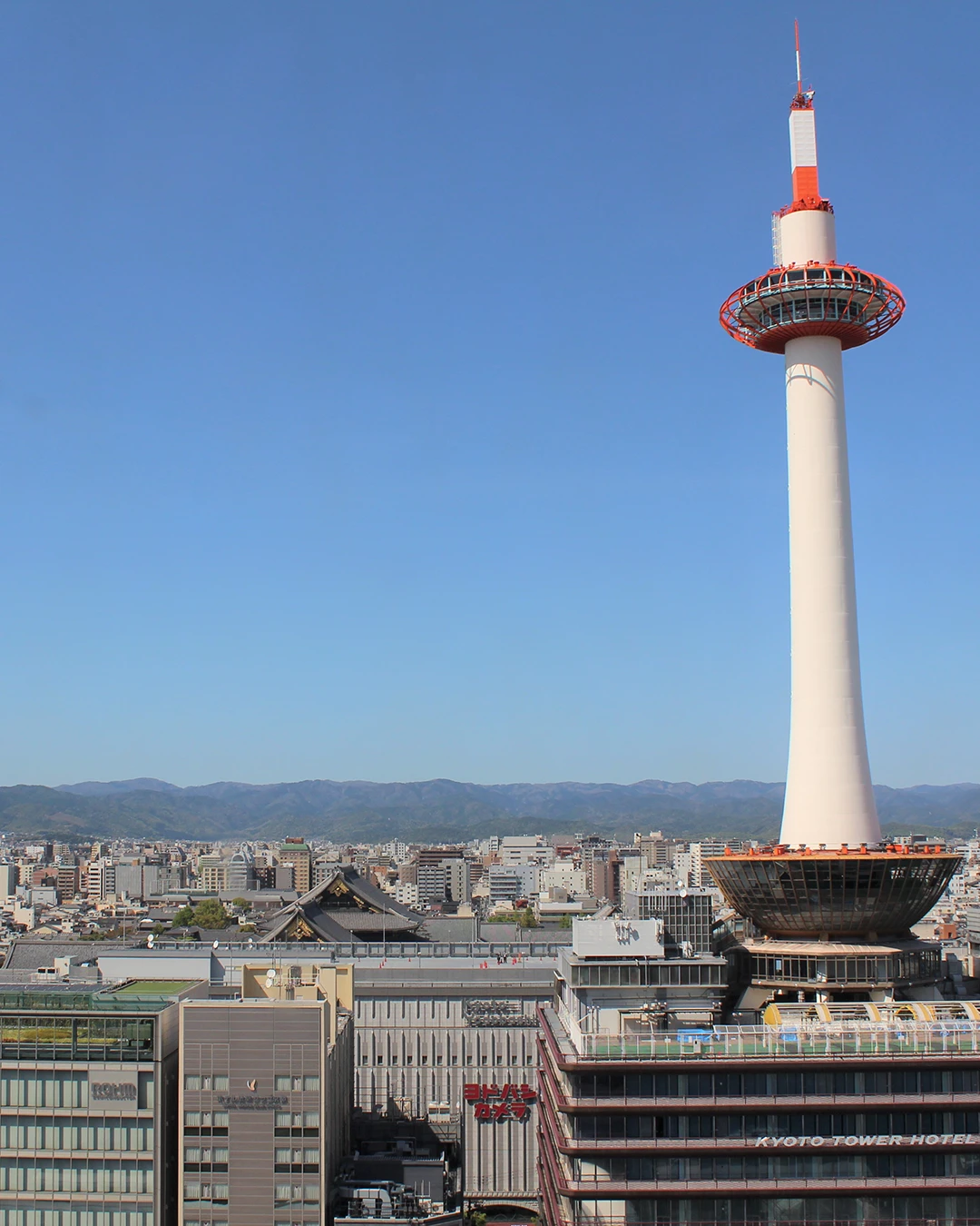 京都の町並みと盆地の風景